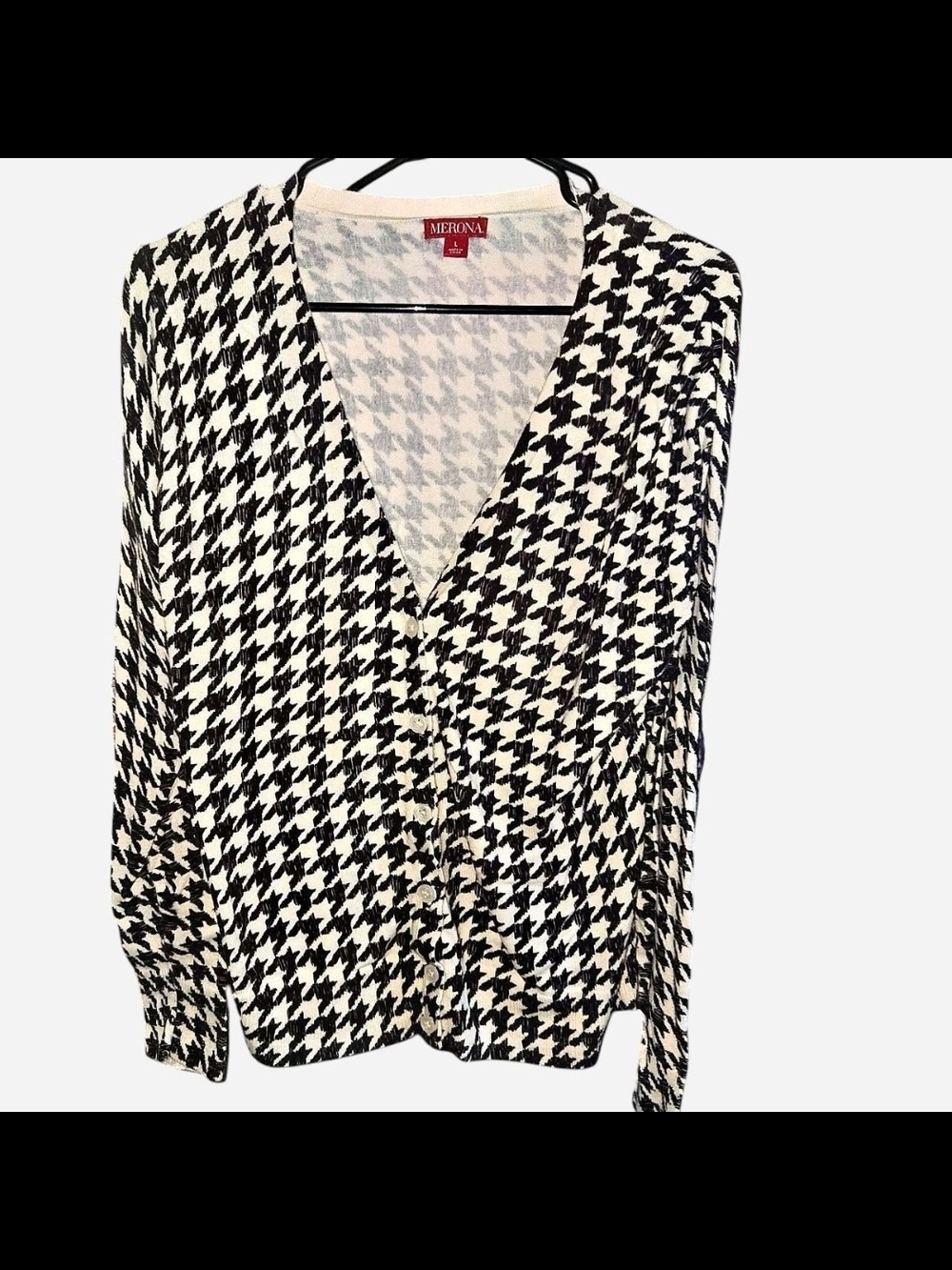 Merona Black and White Houndstooth Button-Front Shirt